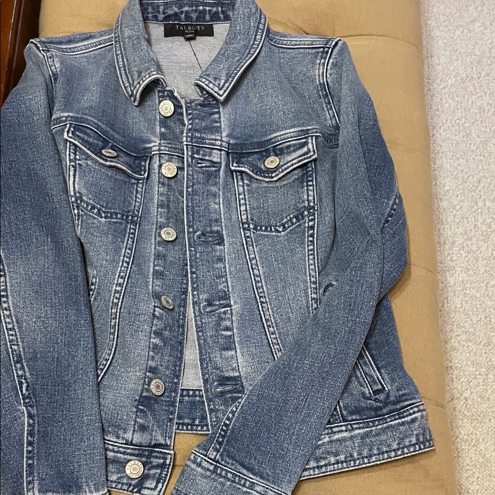 Talbots Distressed Medium Blue Denim Jacket